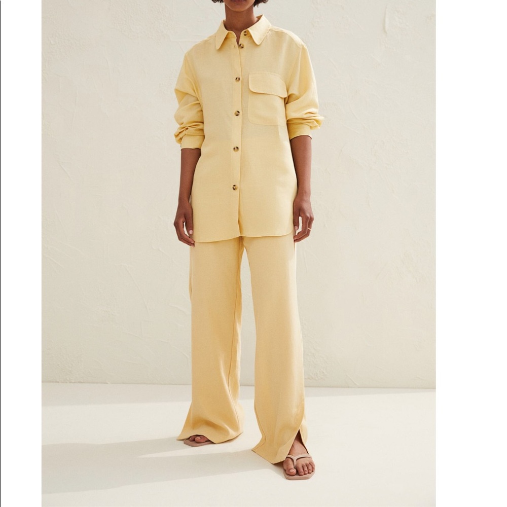 ❤️New Linen Blend Perfect Summer Yellow Pants And Shirt Set❤️